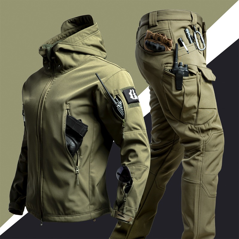 Tactical Suit Hooded Softshell - đánh giá và giá Hunting Outdoor Pants